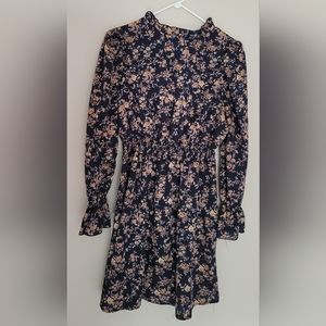 Shein Curve Womens Black Floral Mock Neck Long Sleeves